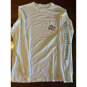 Vineyard Vines ‘Naughty Or Nice’ Holiday Long Sleeve White Tee Shirt Size M